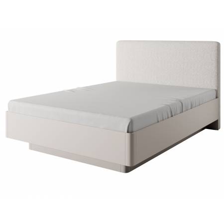 Łóżko 160 x 200 cm beżowe LANETT tapicerowane zagłowie